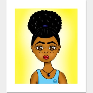 Black cute girl digital art Posters and Art